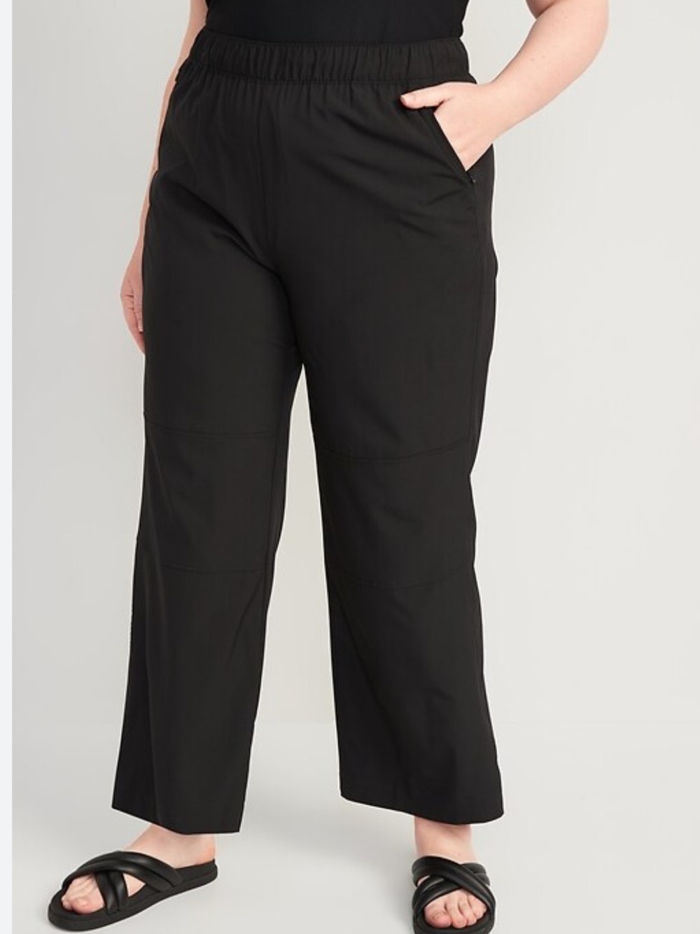 OLD NAVY Black StretchTech Wide Leg Pull-On Pants Slit Side size 3X